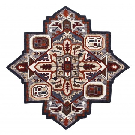 Palacedesigns 7 ft. Maroon & Gray Medallion Area Rug PA3656829